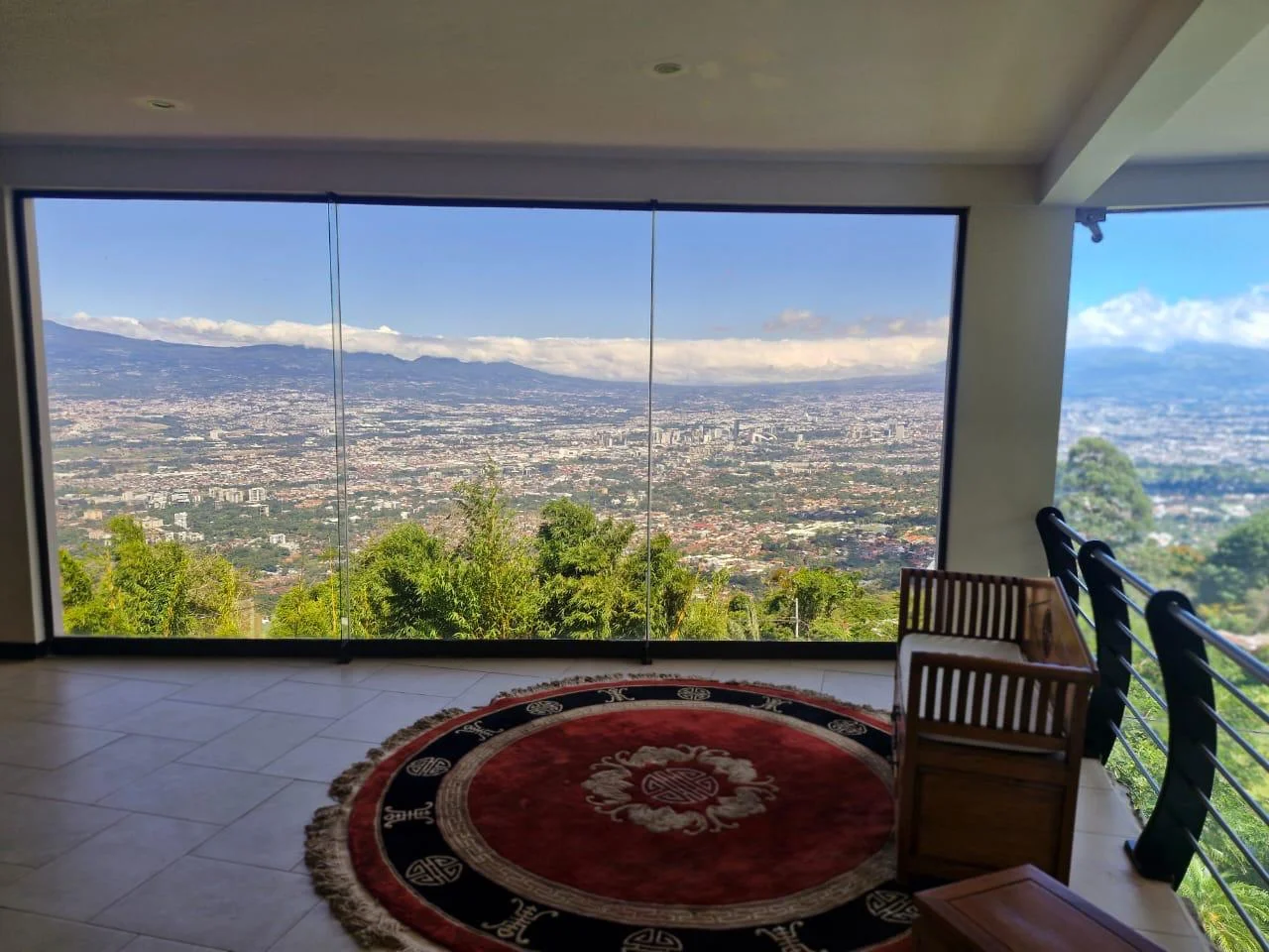 Living room and city panorama