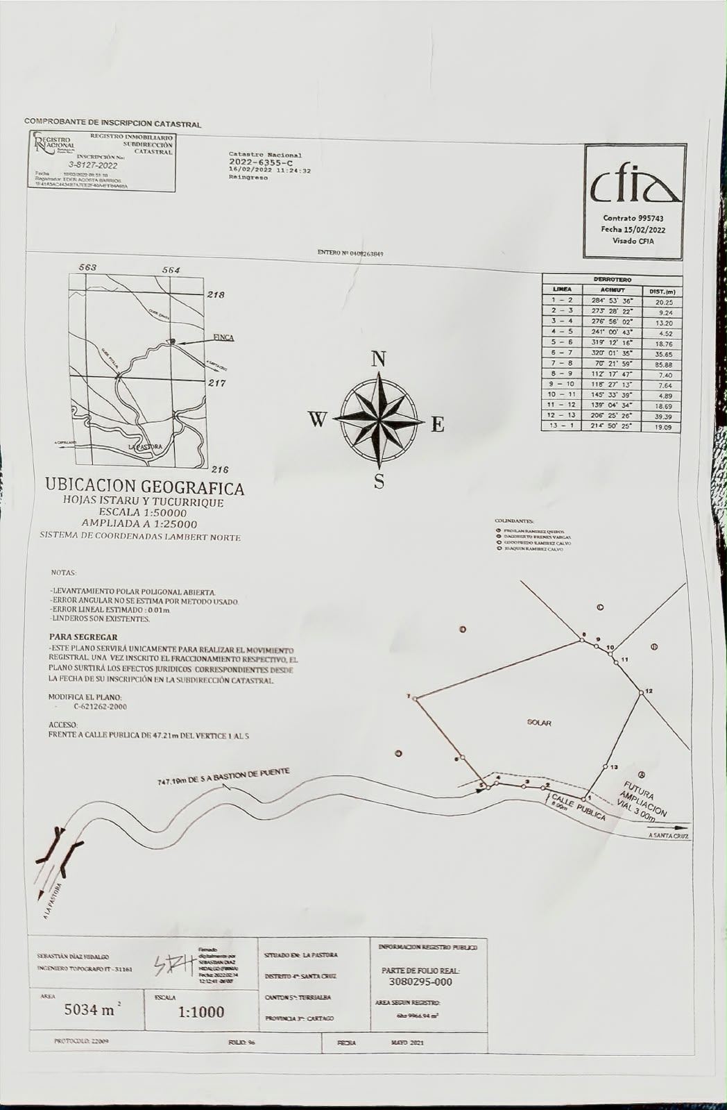 Foto original del plano catastrado de 5.034 m²